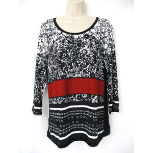 Roberto Naldi Womens Top UK 16 Large Floral Stripe Viscose Knit Blouse Italy